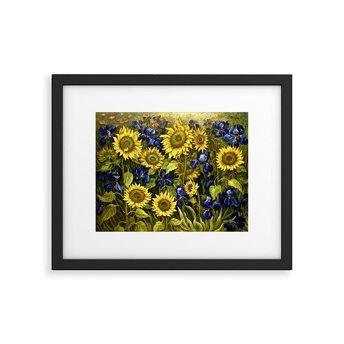 Sunflowers & Blue Irises by Vincent van Gogh Framed Art Print Gallery Image 1