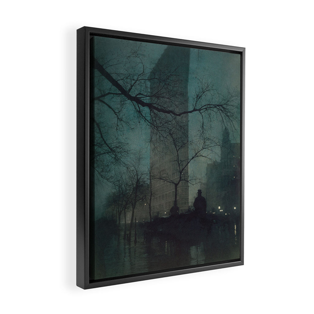The Flatiron building New York twilight blue dreamscape photograph by Edward Steichen Framed Canvas Print Gallery Image 2