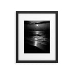 The summer sea moonlit coastal beach and waves with full moon black and white seascape photograph / photography by Rudolf Eickemeyer Jr. Framed Art Print Gallery Image 4