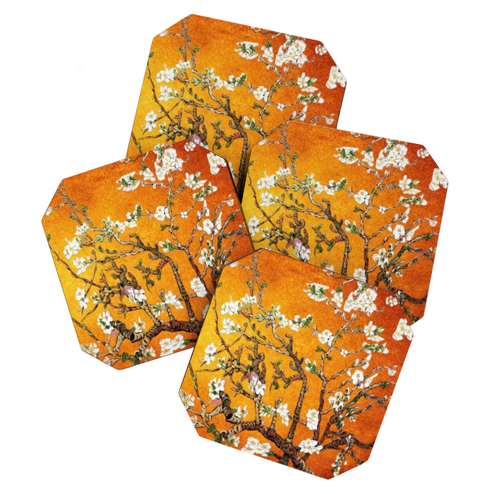 Vincent van Gogh Blossoming Almond Tree (Almond Blossoms) Orange Sky Coaster Gallery Image 1
