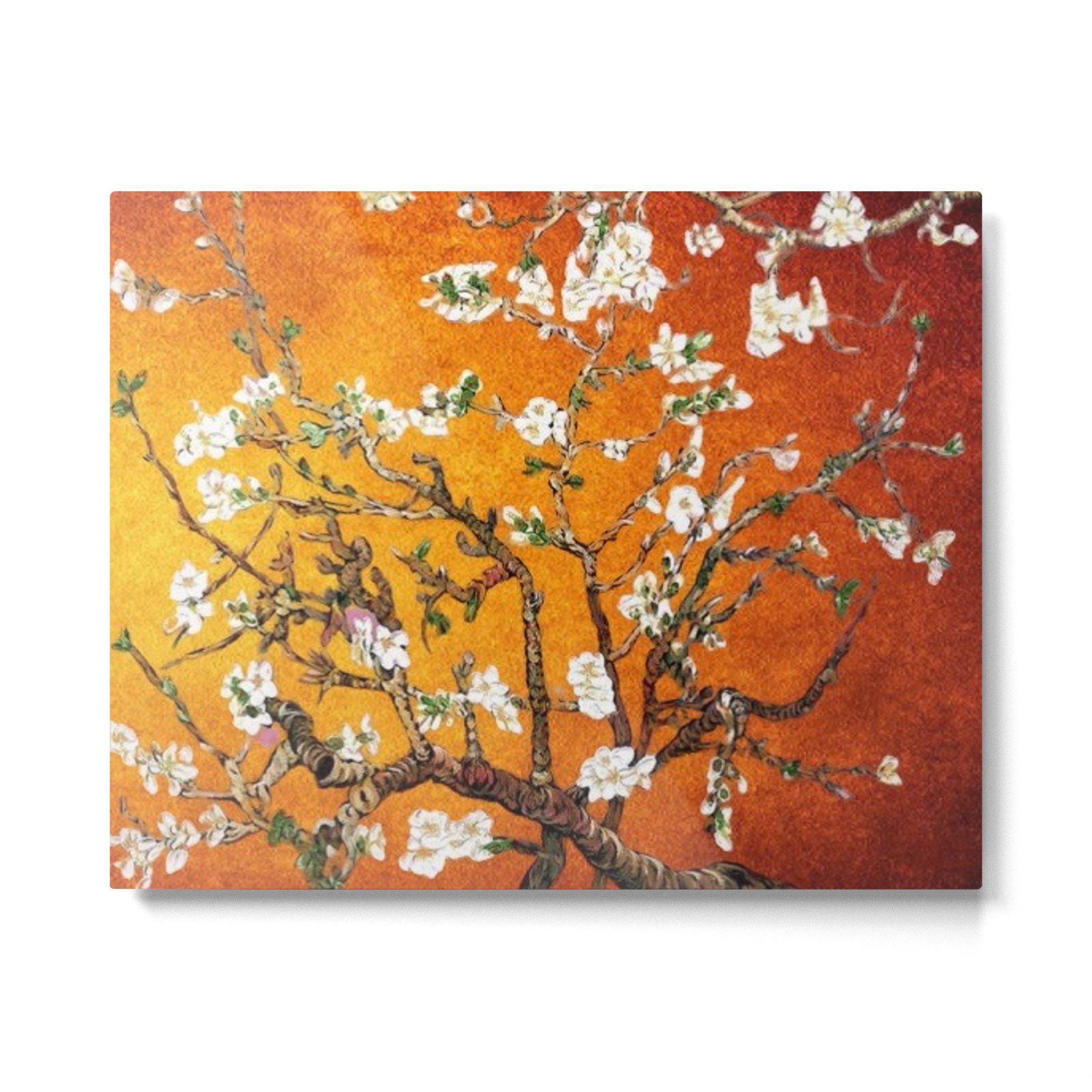 Vincent van Gogh Blossoming Almond Tree (Almond Blossoms) Orange Sky Metal Print Gallery Image 6