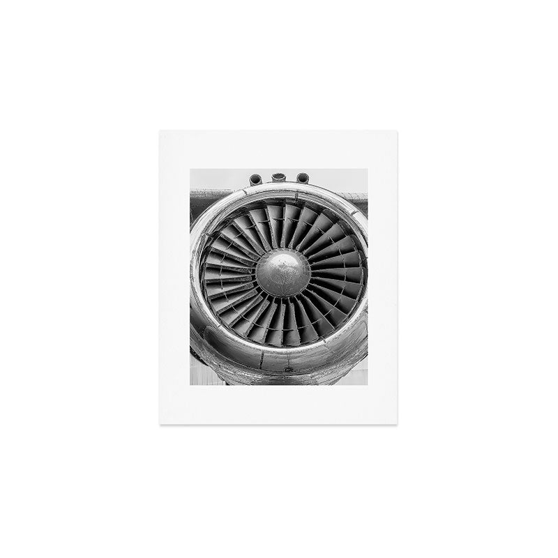 Vintage Airplane Turbine Engine Black and White Photography / black and white photographs Art Print Gallery Image 1