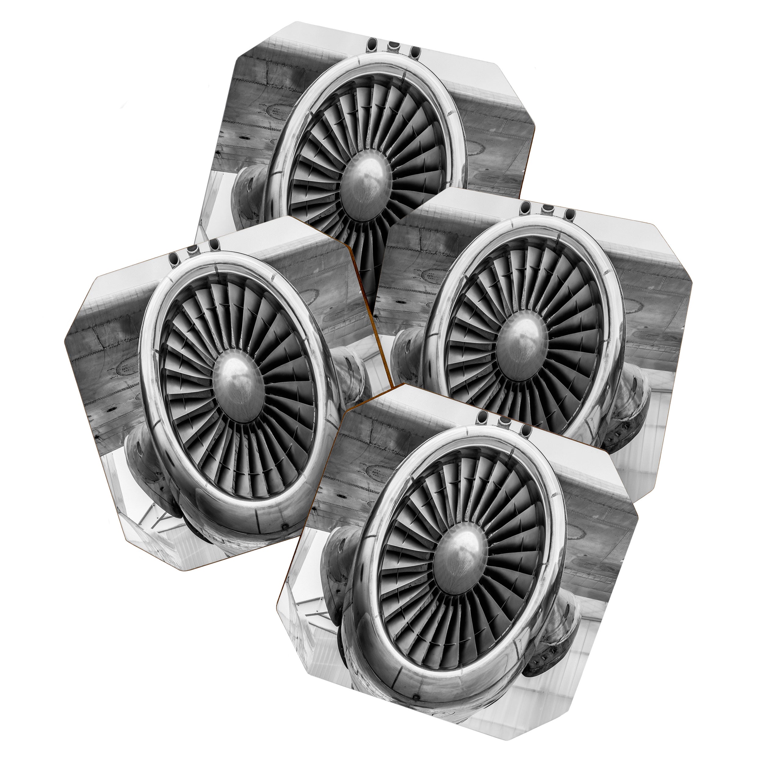 Vintage Airplane Turbine Engine Black and White Photography / black and white photographs Coaster Gallery Image 1