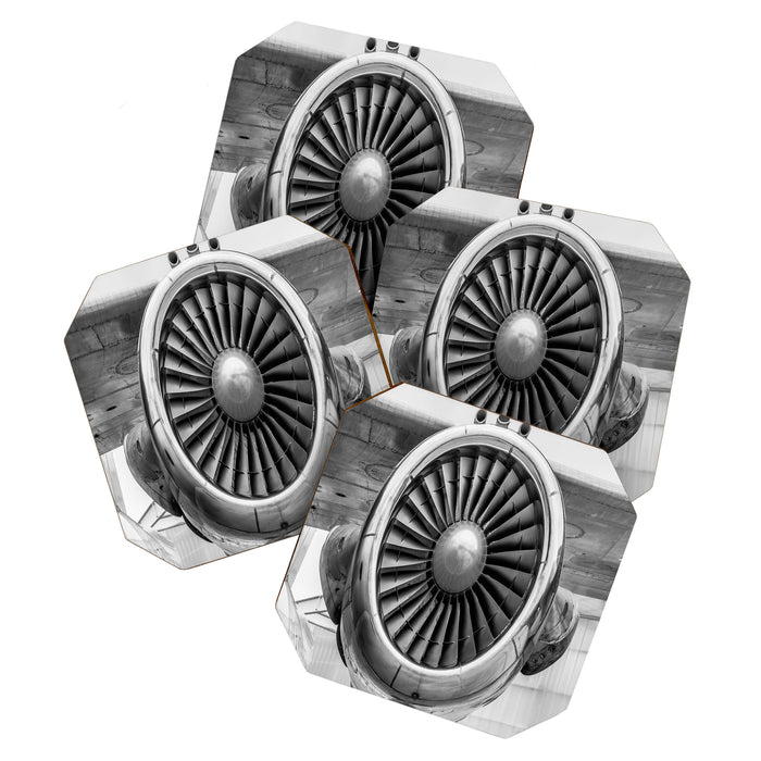 Vintage Airplane Turbine Engine Black and White Photography / black and white photographs Coaster Gallery Image 1
