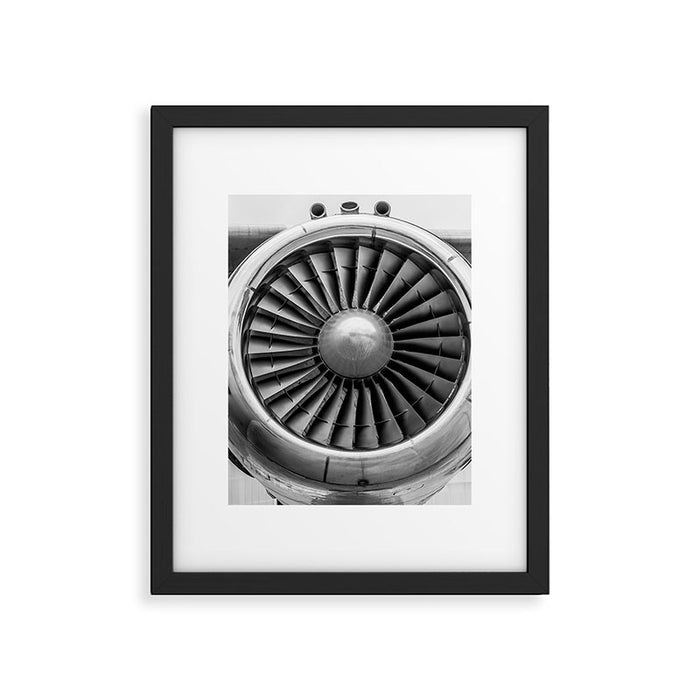 Vintage Airplane Turbine Engine Black and White Photography / black and white photographs Framed Art Print Gallery Image 1