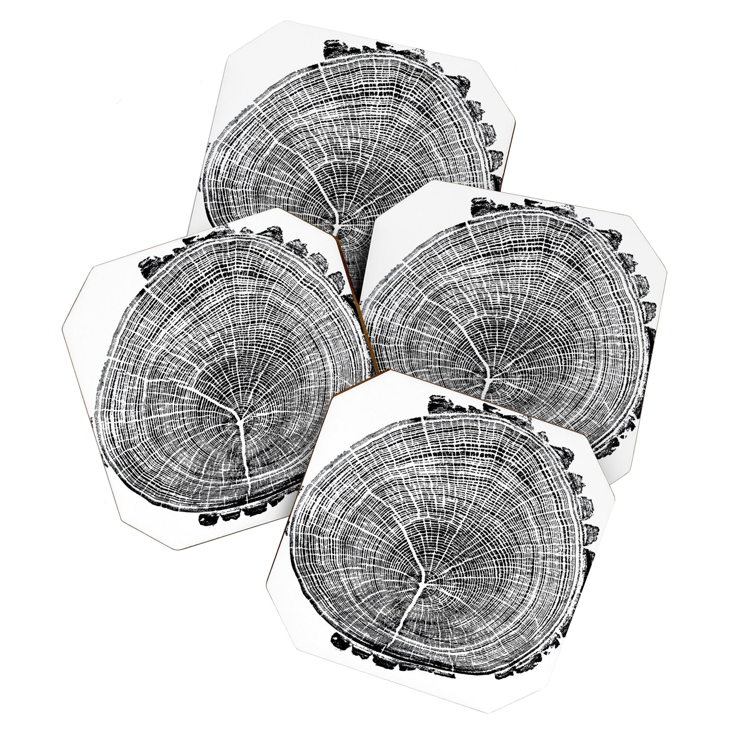 Eastern Ash - Tree ring ink woodblock print Coaster Gallery Image 1