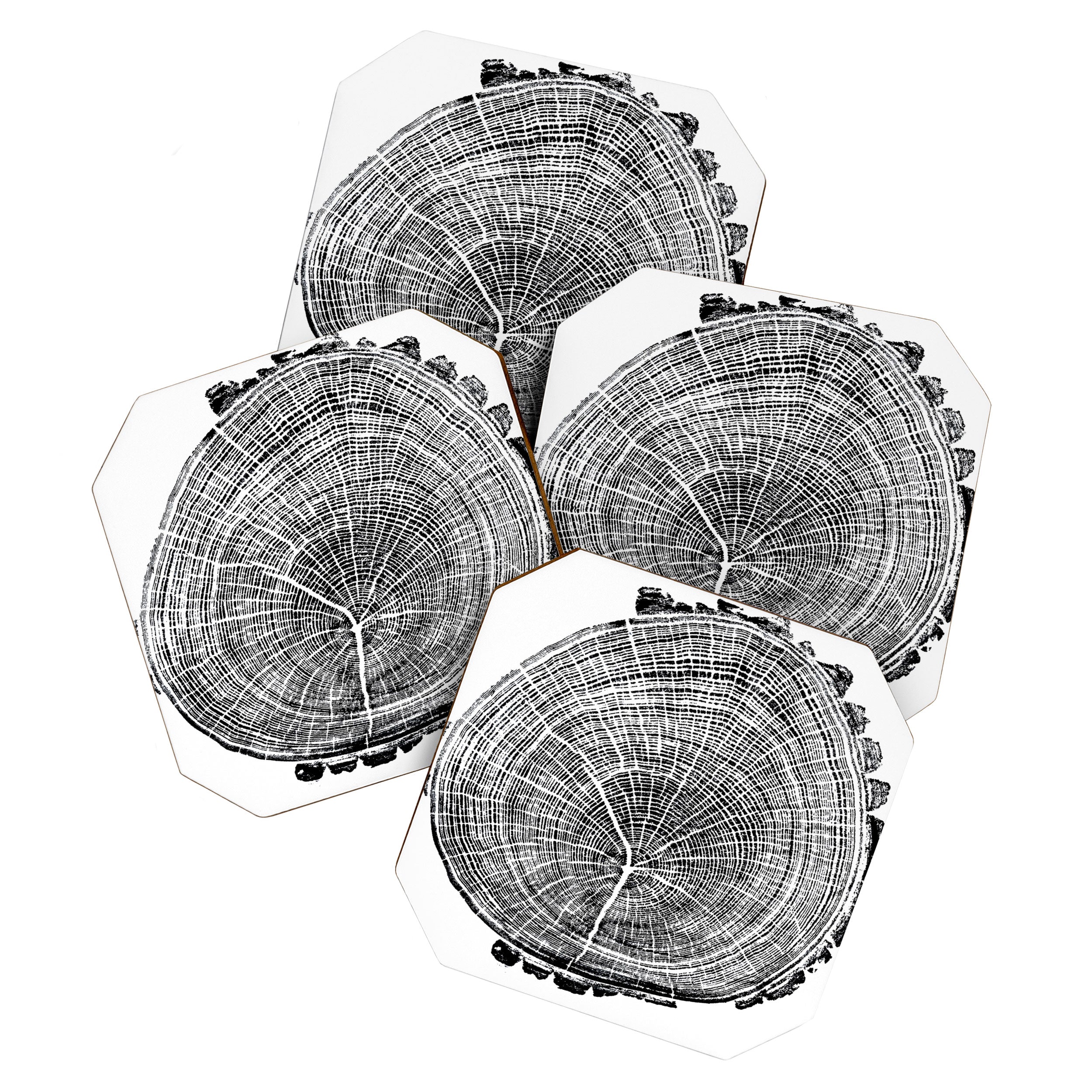 Eastern Ash - Tree ring ink woodblock print Coaster Gallery Image 1
