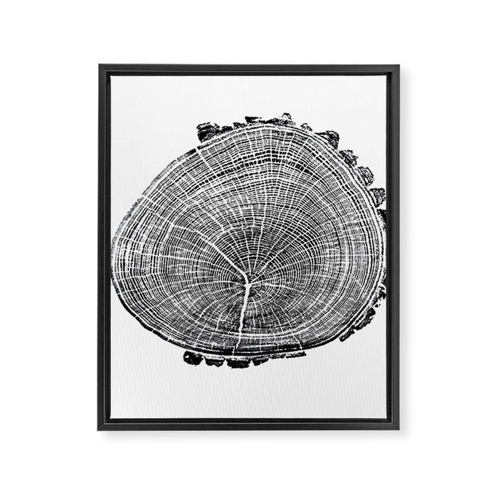 Eastern Ash - Tree ring ink woodblock print Framed Canvas Print Gallery Image 1