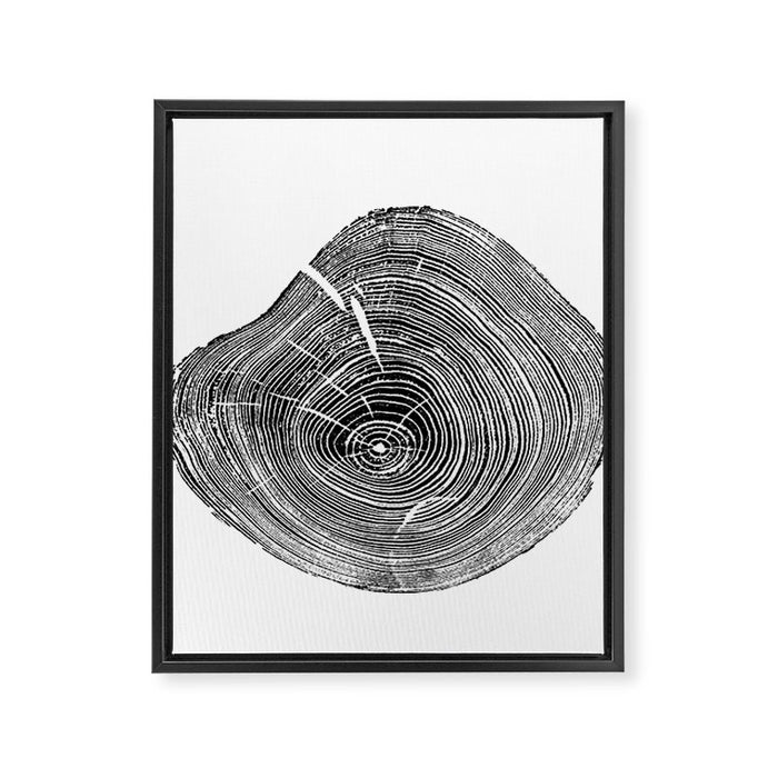 Loblolly Pine - Tree ring ink woodblock print Framed Canvas Print Gallery Image 1