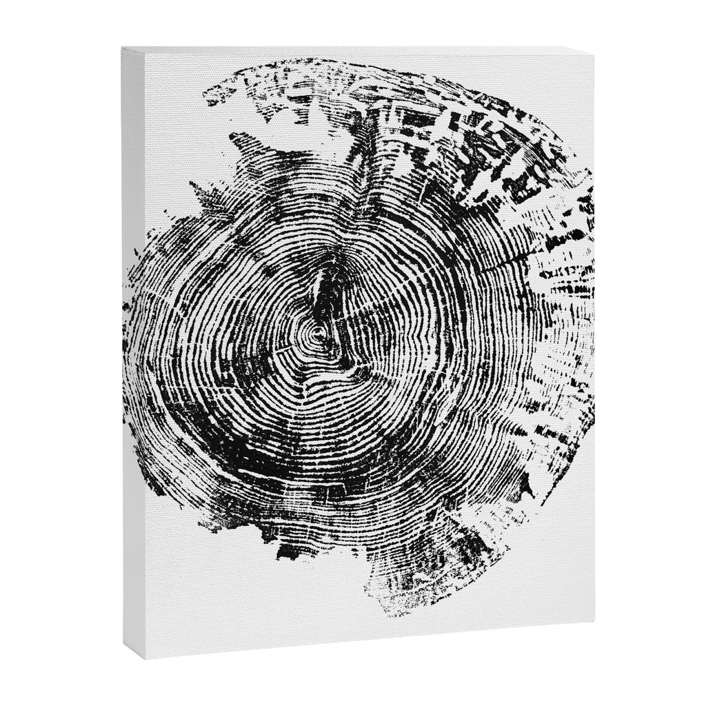 Old Oak - Tree ring ink woodblock print Canvas Print Gallery Image 6