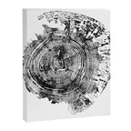 Old Oak - Tree ring ink woodblock print Canvas Print Gallery Image 6