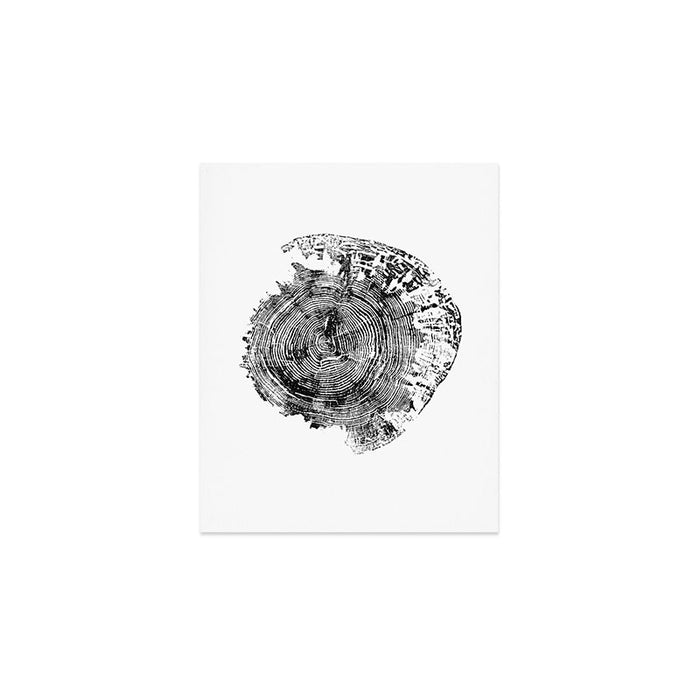 Old Oak - Tree ring ink woodblock print Art Print Gallery Image 1