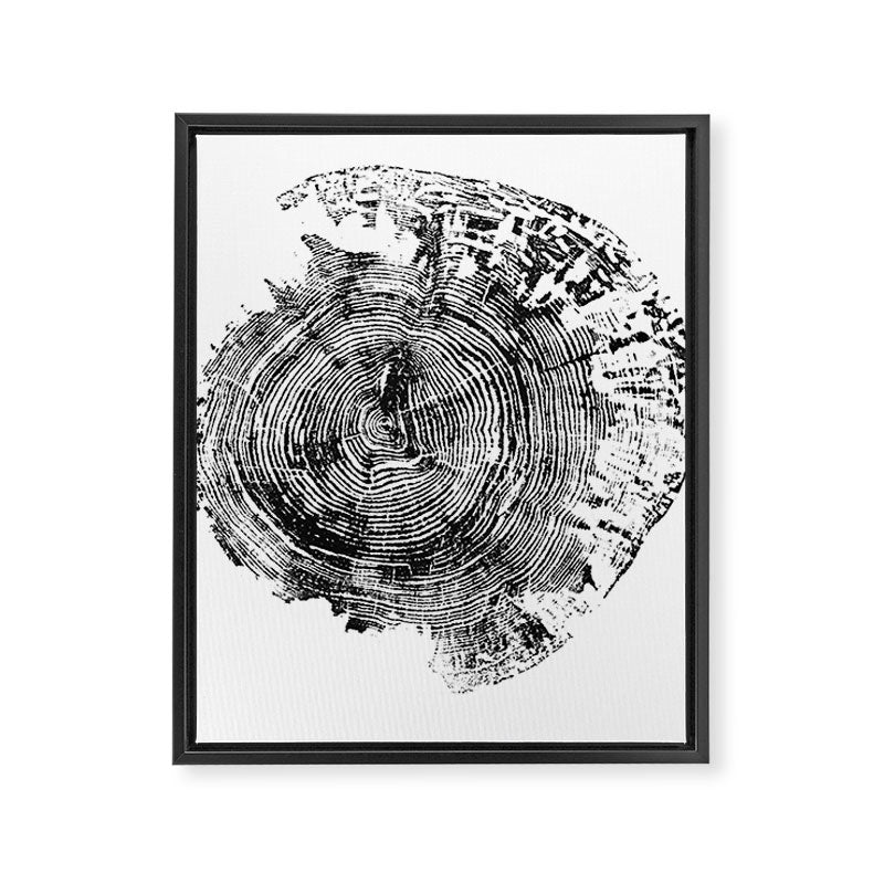 Old Oak - Tree ring ink woodblock print Framed Canvas Print Gallery Image 6