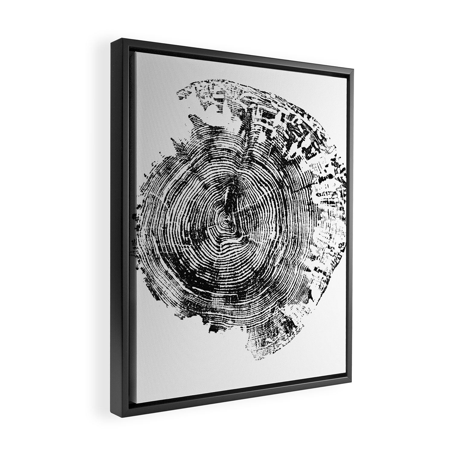 Old Oak - Tree ring ink woodblock print Framed Canvas Print Gallery Image 2