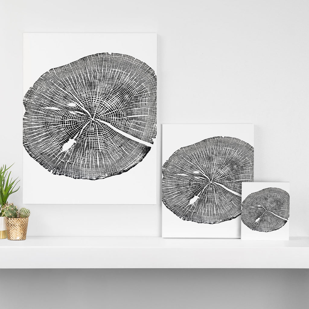 Shenandoah National Park, Oak - Tree ring ink woodblock print  Canvas Print Gallery Image 3