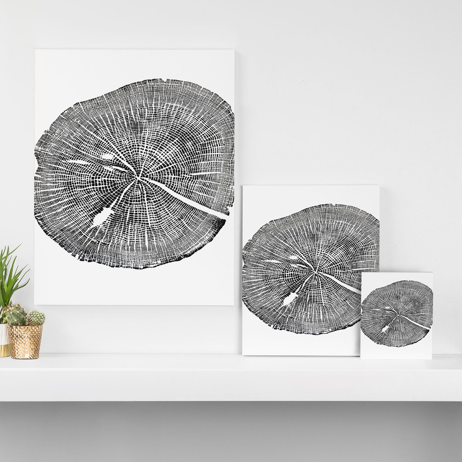 Shenandoah National Park, Oak - Tree ring ink woodblock print  Canvas Print Gallery Image 3