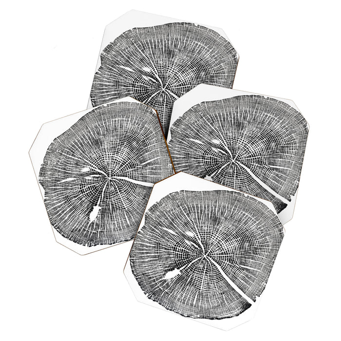 Shenandoah National Park, Oak - Tree ring ink woodblock print  Coaster Gallery Image 1