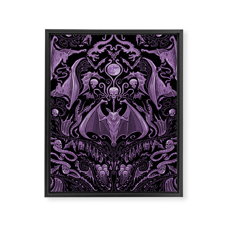 Bats and Beasts (Purple) Framed Canvas Print Gallery Image 6
