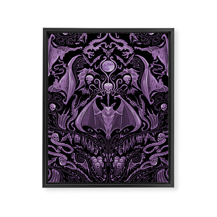 Bats and Beasts (Purple) Framed Canvas Print Gallery Image 1