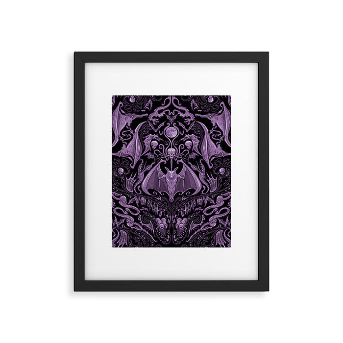 Bats and Beasts (Purple) Framed Art Print Gallery Image 1