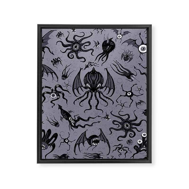 Cosmic Horror Critters in Twilight Zone Glow Framed Canvas Print Gallery Image 8
