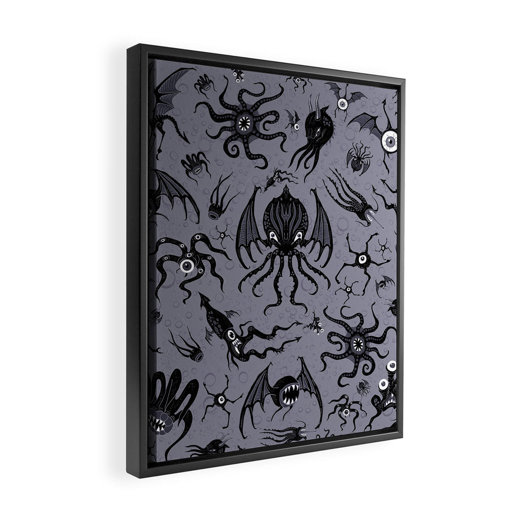 Cosmic Horror Critters in Twilight Zone Glow Framed Canvas Print Gallery Image 2