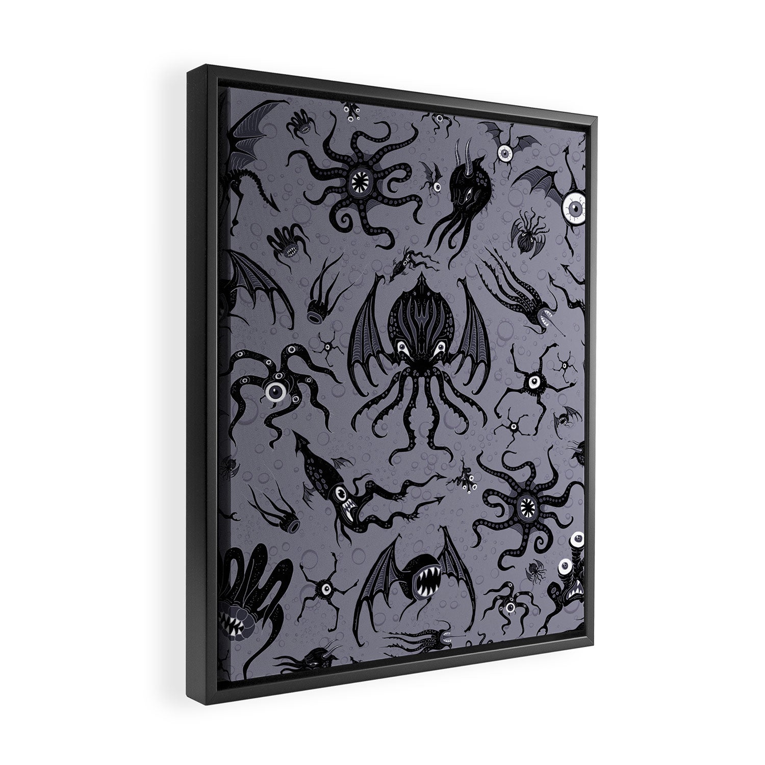 Cosmic Horror Critters in Twilight Zone Glow Framed Canvas Print Gallery Image 2