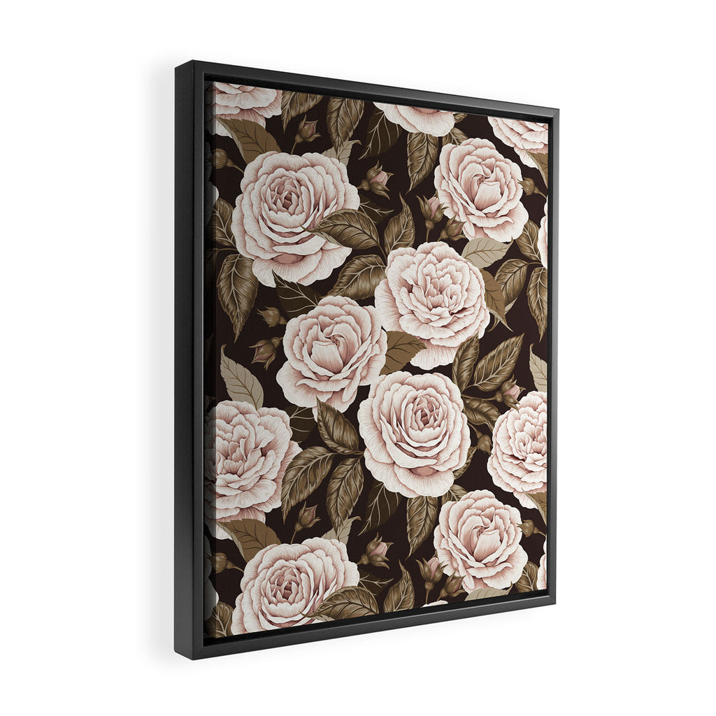 A Realm Of Roses - Dark Academia Pink Framed Canvas Print Gallery Image 2