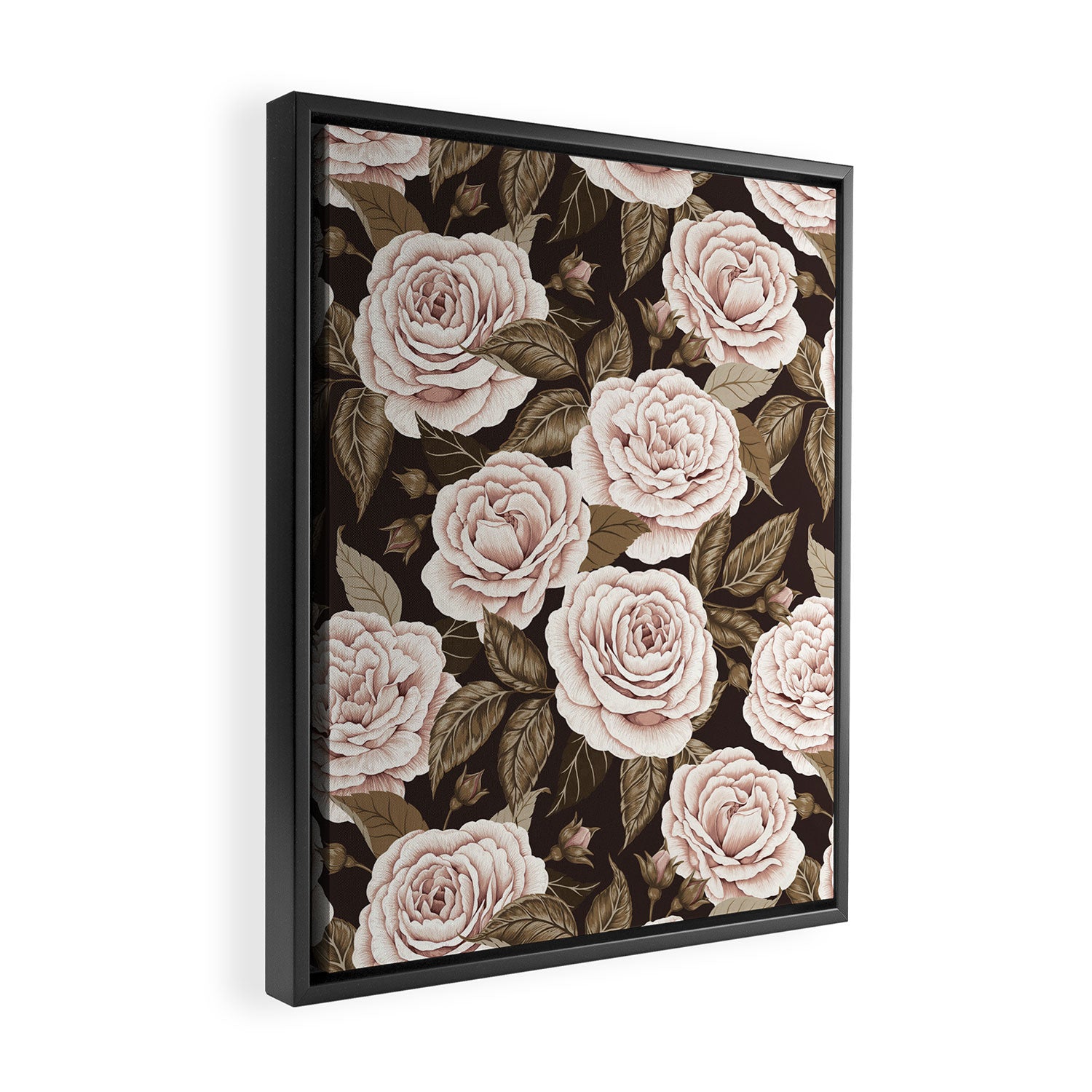 A Realm Of Roses - Dark Academia Pink Framed Canvas Print Gallery Image 2