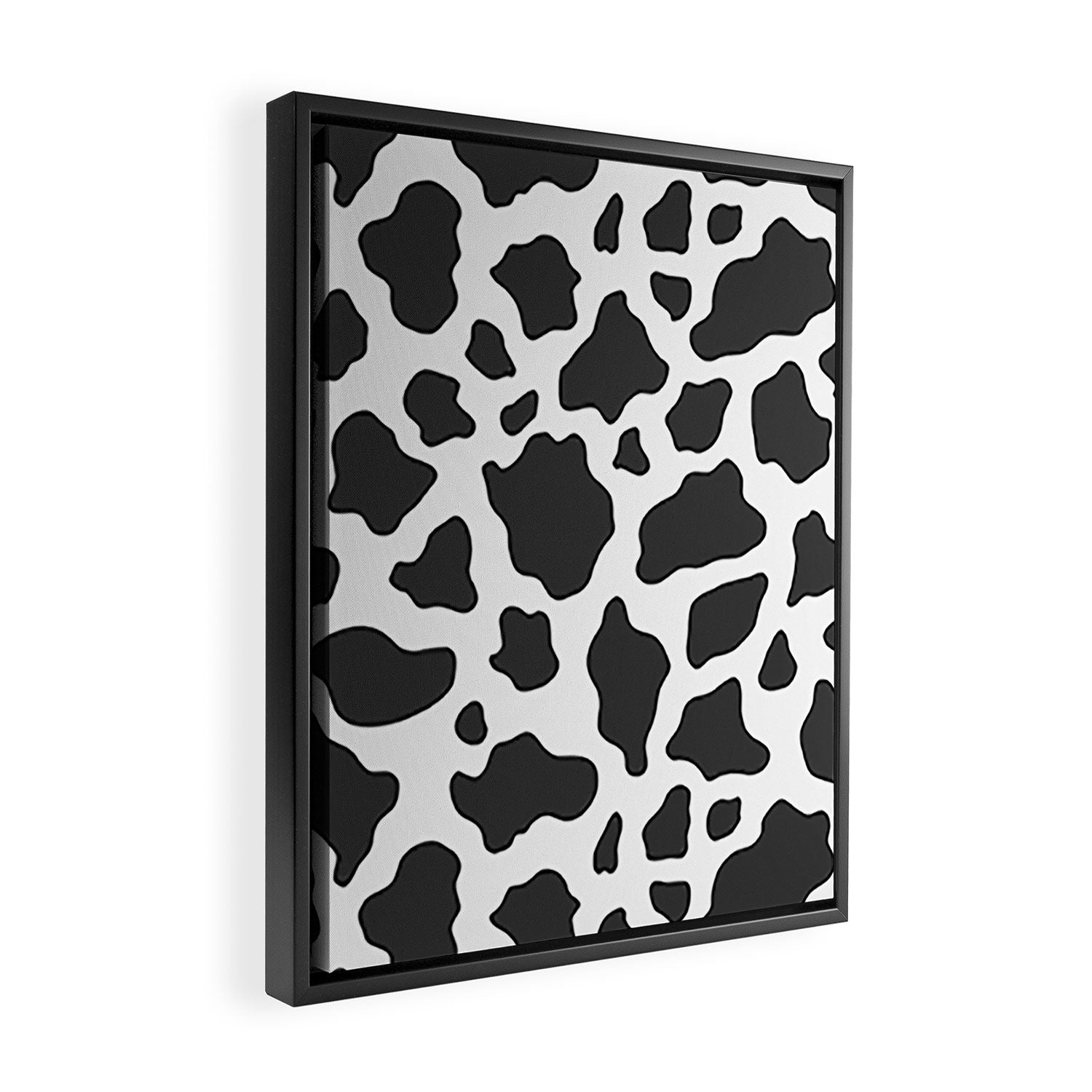 Black and White Cow Print Framed Canvas Print Gallery Image 2