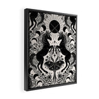 Celestial Unicorn Damask Cream & Black Framed Canvas Print Gallery Image 2