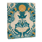Celestial Unicorns In Turquoise and Gold Canvas Print Gallery Image 6