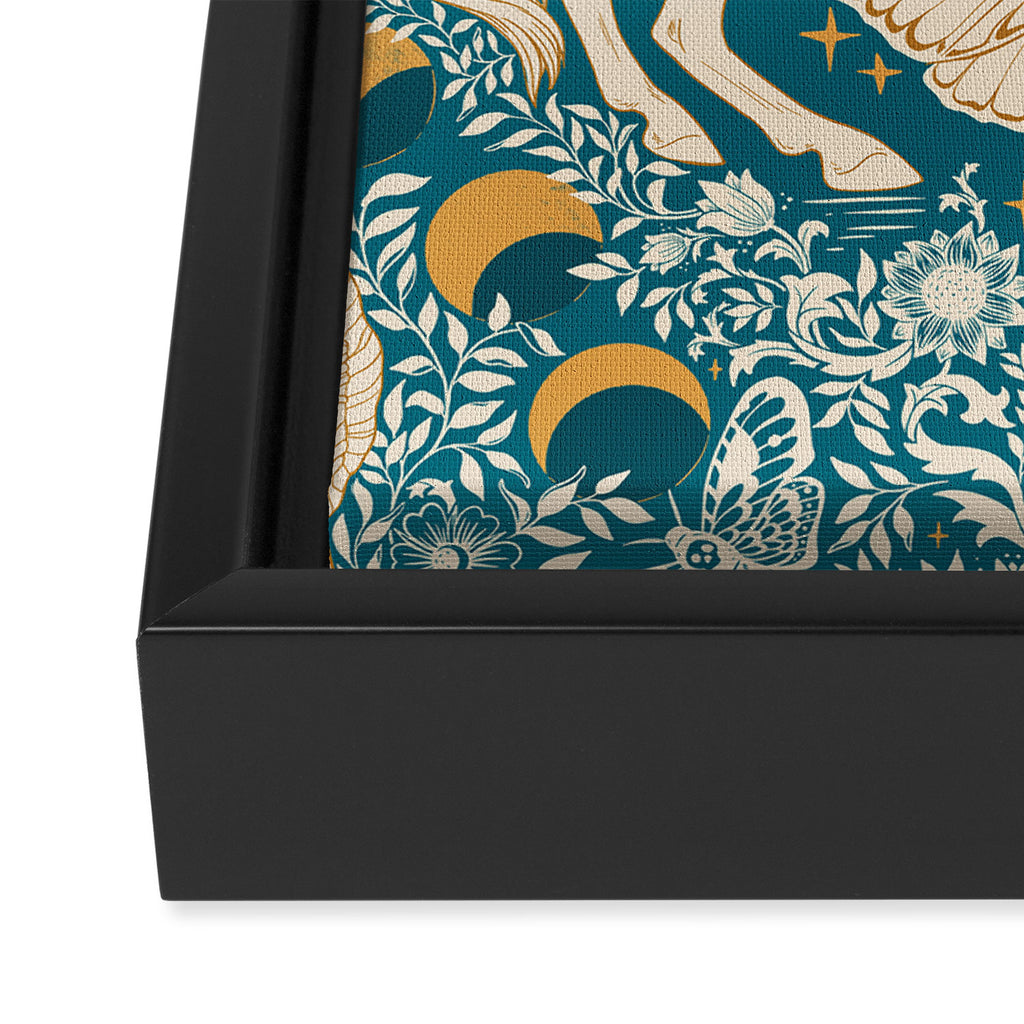 Celestial Unicorns In Turquoise and Gold Framed Canvas Print Gallery Image 3
