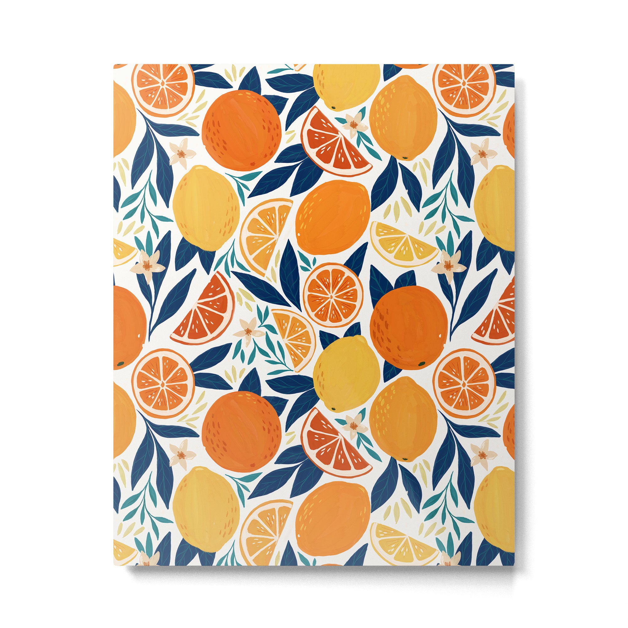 Citrus Fruits - Blue and Orange Metal Print Gallery Image 4