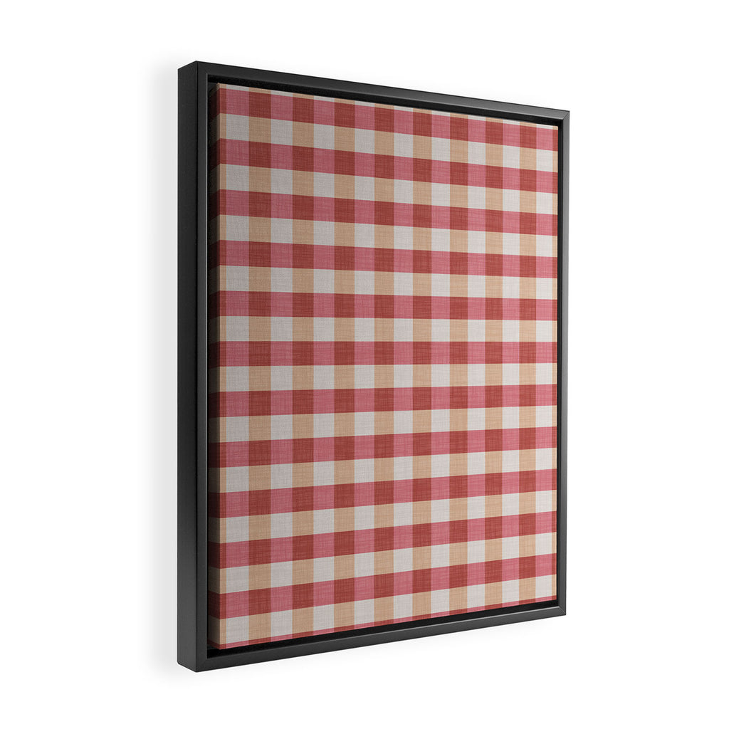 Cozy Gingham in Pink Framed Canvas Print Gallery Image 2