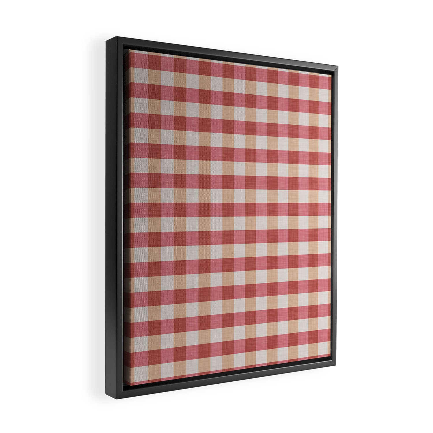 Cozy Gingham in Pink Framed Canvas Print Gallery Image 2