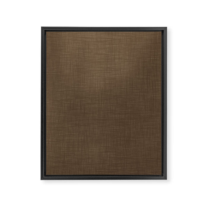 Cozy Linen Effect in Coffee Liqueur Brown Framed Canvas Print Gallery Image 1