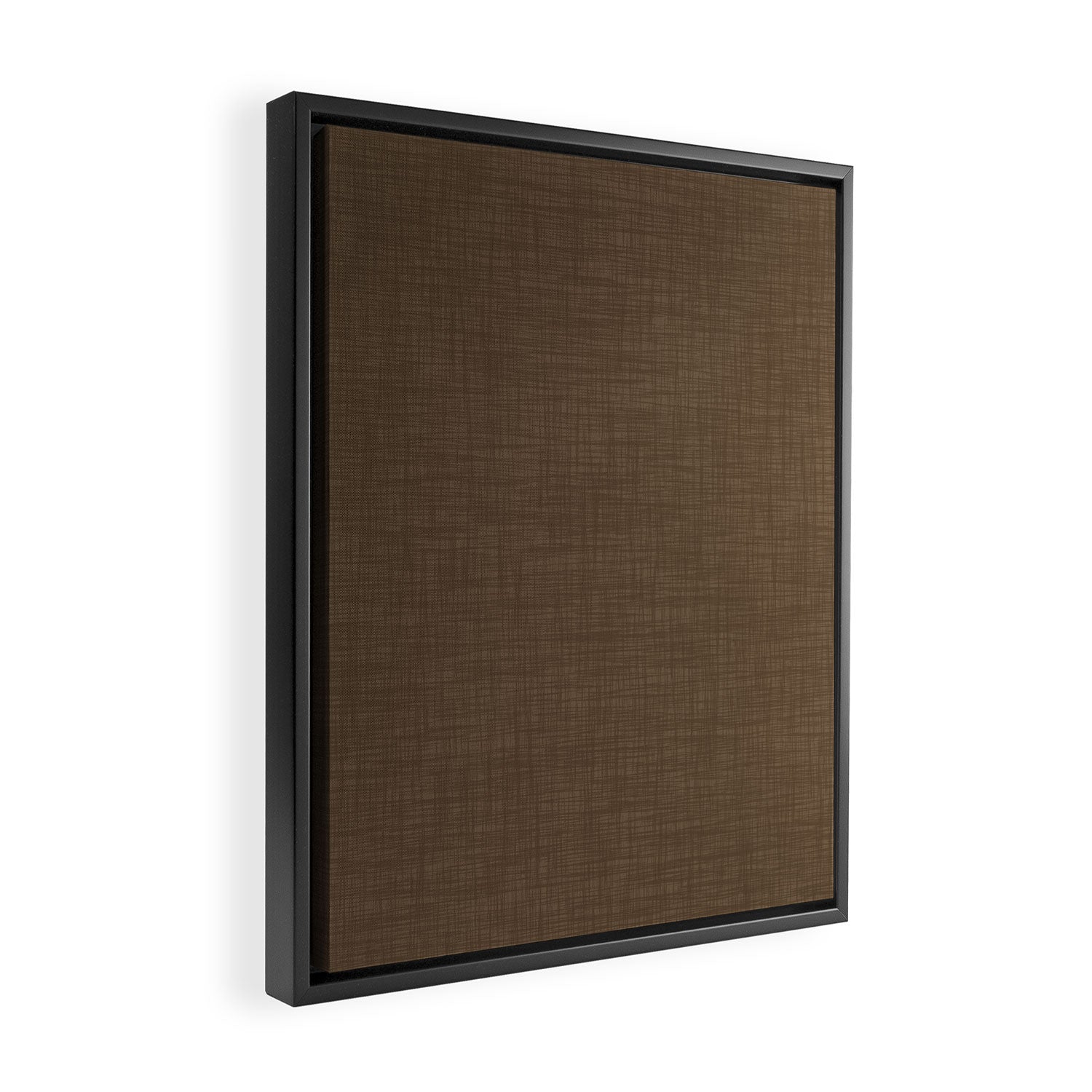 Cozy Linen Effect in Coffee Liqueur Brown Framed Canvas Print Gallery Image 2