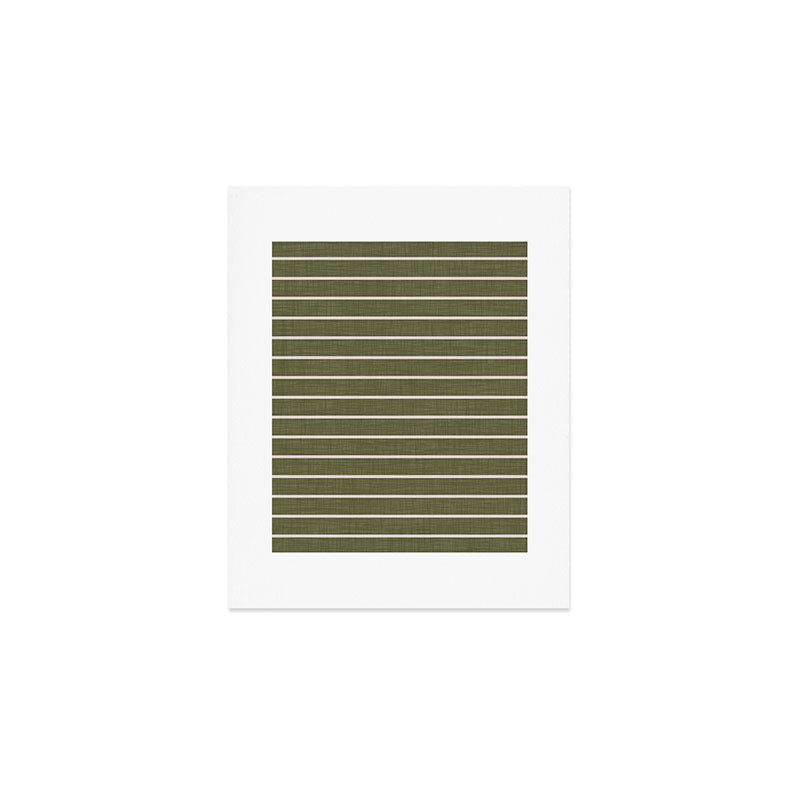 Cozy Stripes In Olive Green Art Print Gallery Image 1