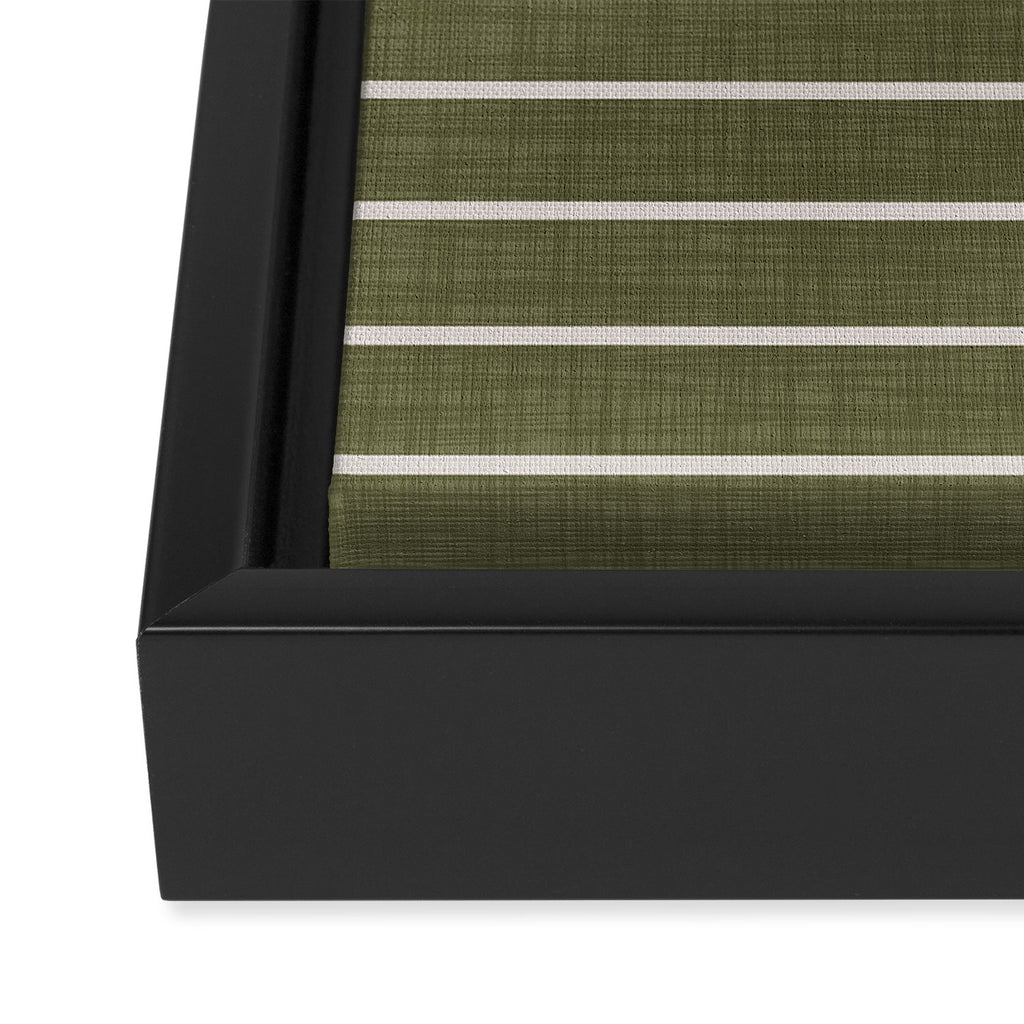 Cozy Stripes In Olive Green Framed Canvas Print Gallery Image 3
