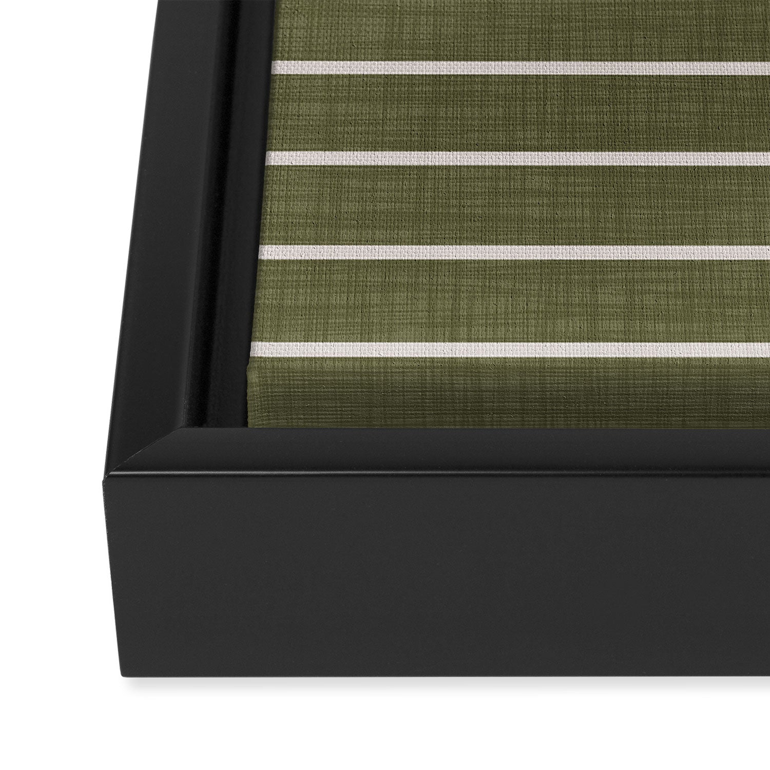 Cozy Stripes In Olive Green Framed Canvas Print Gallery Image 3