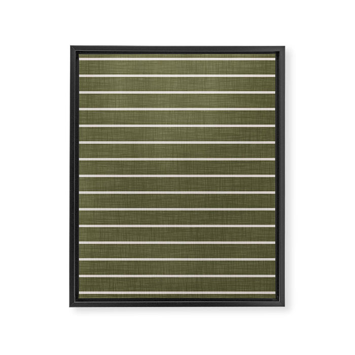 Cozy Stripes In Olive Green Framed Canvas Print Gallery Image 1