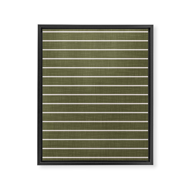 Cozy Stripes In Olive Green Framed Canvas Print Gallery Image 6