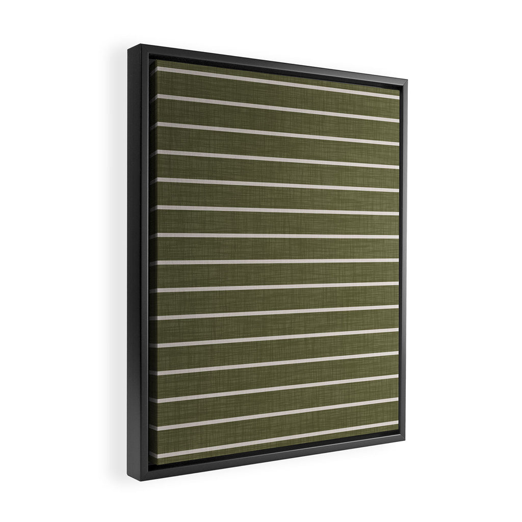 Cozy Stripes In Olive Green Framed Canvas Print Gallery Image 2