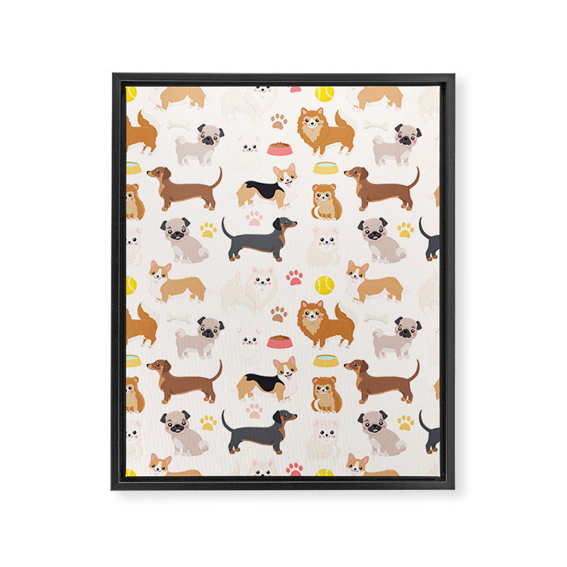 Cute Dog Pattern Framed Canvas Print Gallery Image 6