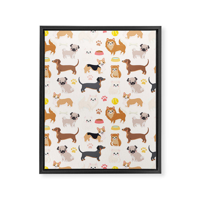 Cute Dog Pattern Framed Canvas Print Gallery Image 1