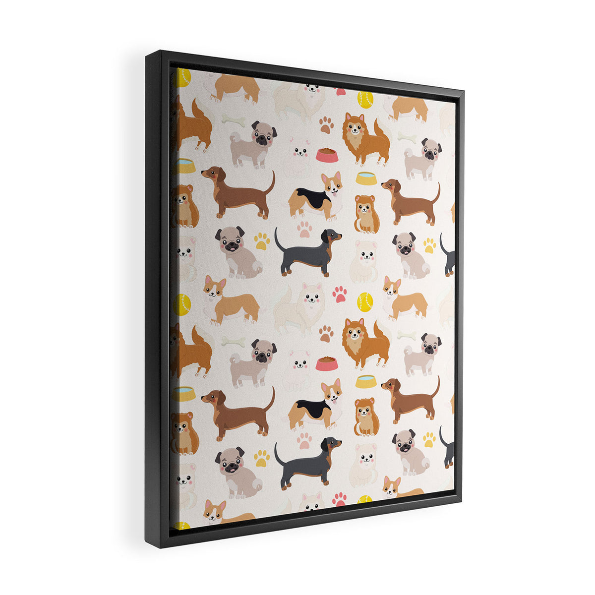 Cute Dog Pattern Framed Canvas Print Gallery Image 2
