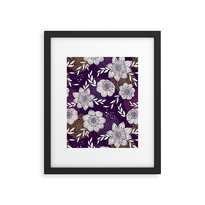 Dahlia Flowers Pattern - Purple and Yellow Framed Art Print Gallery Image 5