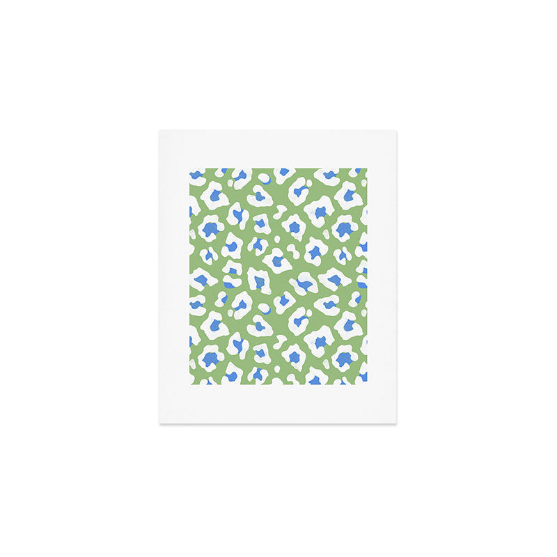 Dopamine Decor Leopard Print Blue And Green Art Print Gallery Image 1