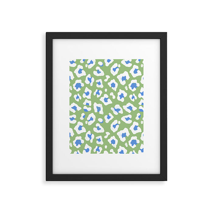 Dopamine Decor Leopard Print Blue And Green Framed Art Print Gallery Image 1